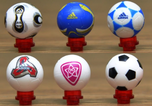 Different kinds of soccer balls, having special patterns