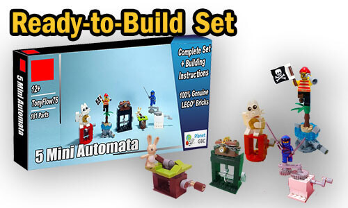 Buy NOW this LEGO Automaton as LEGO Set, with 100% genuine LEGO bricks, on BuildaMOC website | Five Mini Automata from TonyFlow76 | Planet GBC