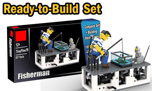 Buy NOW this Automaton as LEGO Set, with 100% genuine LEGO bricks, on BuildaMOC website | Fisherman from TonyFlow76 | Planet GBC