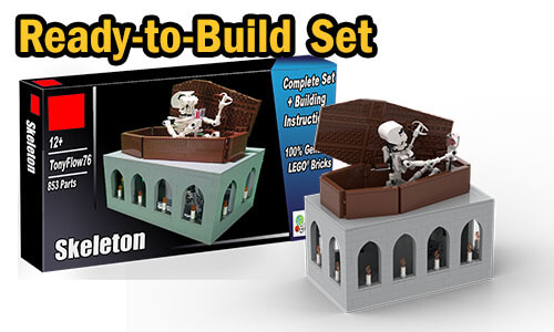 Buy NOW this LEGO Automaton as LEGO Set, with 100% genuine LEGO bricks, on BuildaMOC website | Skeleton from TonyFlow76 | Planet GBC
