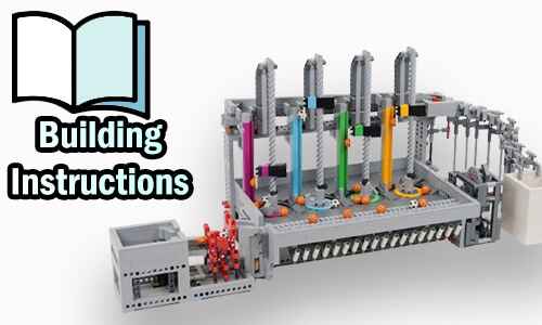 Buy PDF Building Instructions and bricklink parts list on Planet GBC website for the LEGO Great Ball Contraption module Pole Dancing Quartet, from Akiyuki