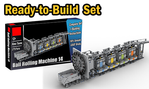 Buy NOW this LEGO GBC as LEGO Set, with 100% genuine LEGO bricks, on BuildaMOC website | GBC Ball Rolling Machine 14 from Rimo Yaona | Planet GBC