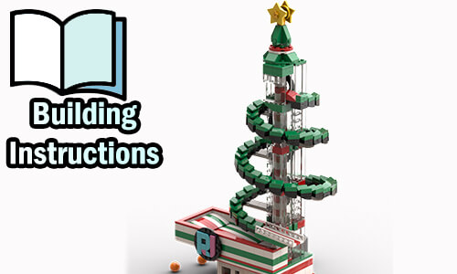 Buy NOW pdf building instructions on PayPal for this LEGO Great Ball Contraption (LEGO GBC, Marble Run) | Christmas Tree GBC from RJ BrickBuilds | Planet GBC