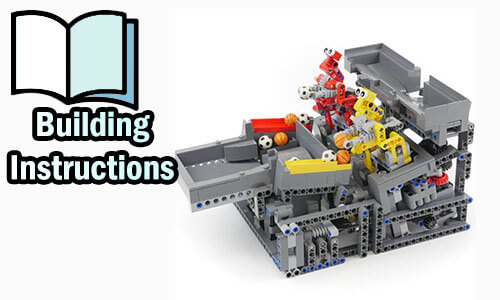 Buy PDF Building Instructions and bricklink parts list on Planet GBC website for the LEGO Great Ball Contraption module Catch and Spin Robots, from Akiyuki