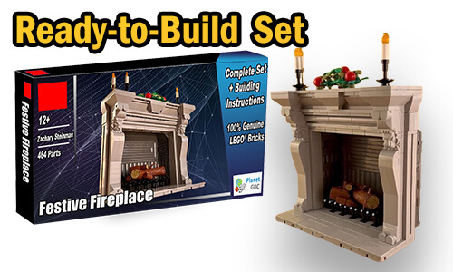 Buy NOW this LEGO MOC as LEGO Set, with 100% genuine LEGO bricks, on BuildaMOC website | Festive Fireplace from Zachary Steinman | Planet GBC
