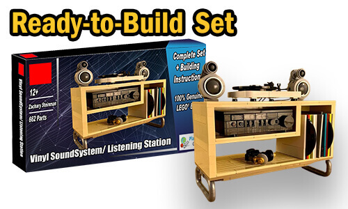 Buy NOW this LEGO MOC as LEGO Set, with 100% genuine LEGO bricks, on BuildaMOC website | Vinyl SoundSystem Listening Station from Zachary Steinman | Planet GBC