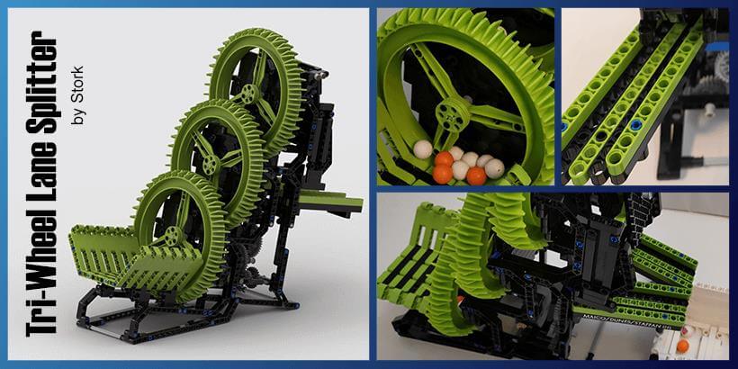 LEGO Great Ball Contraption | LEGO GBC module Tri Wheel Lane Splitter | Stork | Planet GBC