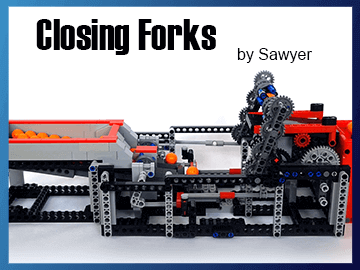 Closing Forks - a LEGO Great Ball Contraption (GBC) from Sawyer - building instructions available on Planet GBC