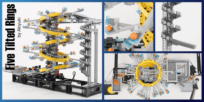 Five Titled Rings - Reproduce this LEGO Great Ball Contraption (LEGO GBC) thanks to building instructions - Akiyuki - Planet GBC