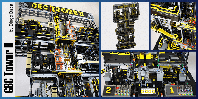 LEGO Great Ball contraption (LEGO GBC) - from Diego Baca - GBC Tower II is the biggest and tallest marble run machine in the world - free building instructions available - Planet GBC