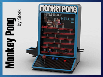 LEGO Great Ball Contraption (GBC) - Monkey Pong - From the Arcade game Donkey Kong - from Stork - Free Building Instructions available on Planet GBC