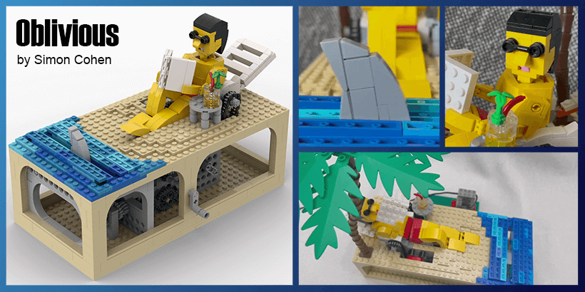 LEGO Automaton - Oblivious - Simon Cohen - Man on the beach with a Shark - Building Instructions - Planet GBC