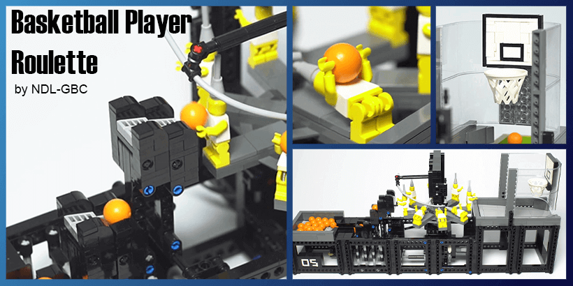 Reproduce the LEGO Great Ball Contraption Basketball Player Roulette, from NDL-GBC, in LEGO bricks thanks to FREE building instructions available on Planet GBC
