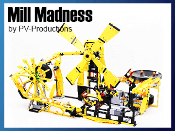 LEGO GBC 47 - Mill Madness - PV-Productions - A Great Ball Contraption made with bricks from the LEGO set 42114 Volvo 6x6 Articulated Hauler | Planet GBC
