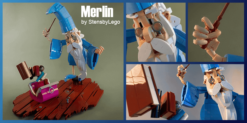 MERLIN, a LEGO MOC from Rickard Stensby, inspired from the Disney "The sword in the Stone" animation movie - builidng instructions and ready to build kit available