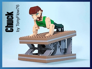 Chuck - a LEGO automaton by TonyFlow76 - Chuck Norris doesn't do push-ups, he pushes the Earth down - Building Instructions available