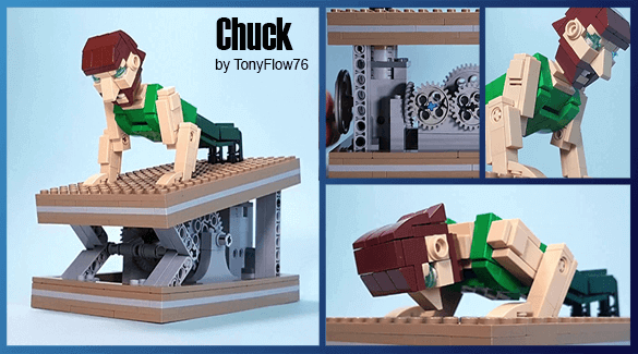 Chuck - a LEGO automaton by TonyFlow76 - Chuck Norris doesn't do push-ups, he pushes the Earth down - Building Instructions available