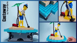 LEGO Automaton - Castaway - a sailor vacuuming a desert island | building instructions | TonyFlow76