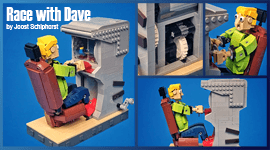 LEGO Automata - Race with Dave by Joost Schiphorst| a hardcore gamer racing on arcade in LEGO | building instructions and ready-to-build LEGO kit available on Planet GBC