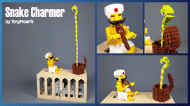LEGO Automata - Snake Charmer by TonyFlow76 | a fakir and a snake basket in LEGO | building instructions and ready-to-build LEGO kit available on Planet GBC