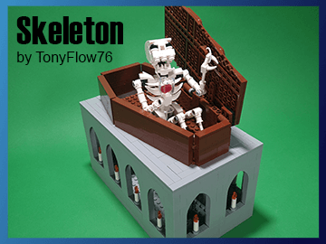 LEGO Automaton - Skeleton, a halloween scary monster jumping out from a coffin | designed by the LEGO automata builder TonyFlow76 | Planet GBC