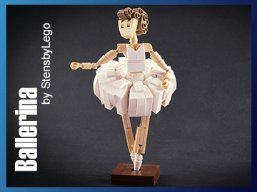 Ballerina, a beautiful LEGO Automaton featuring a ballet dancer. designed by Rickard Stensby | Planet GBC | this LEGO moc is visible at the LEGO House in Billung Denmark