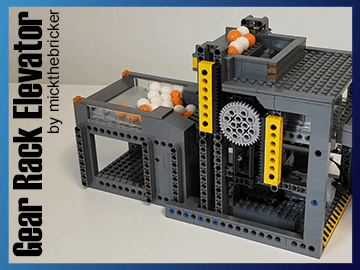 Gear Rack Elevator, a LEGO great Ball Contraption module designed by mickthebricker with three steppers | Planet GBC