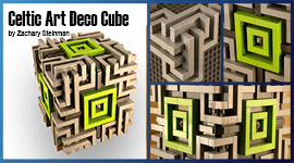 Celtic Art Deco Cube is a very stylish LEGO artistic MOC designed by Zachary Steinman, representing a beautiful Cube