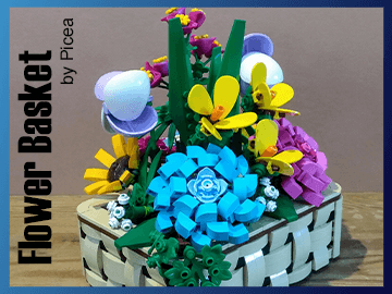 LEGO MOC - Flower Basket, a beautiful floral composition designed by Picea | building instructions and kits available on Planet GBC