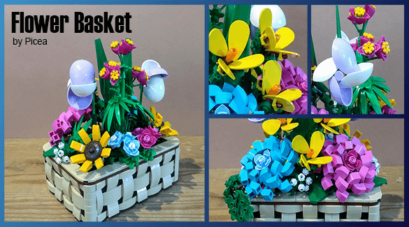 LEGO MOC - Flower Basket, a beautiful floral composition designed by Picea | building instructions and kits available on Planet GBC