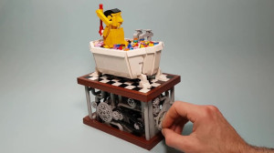 Bath Time, a LEGO automaton with a man in his bath from TonyFlow76, with building instructions available on Planet GBC