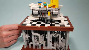 Bath Time, a LEGO automaton with a man in his bath from TonyFlow76, with building instructions available on Planet GBC
