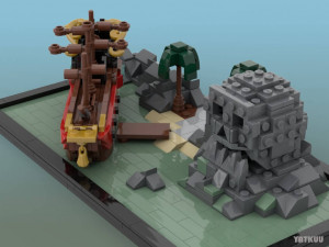 LEGO MOC - Mini Skull Rock - a LEGO Architecture model reproducing the iconic Pirates of the Caribbean attraction from Disneyland Paris | designed by Yatkuu