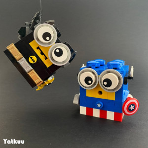 Super LEGO Minions - when Batman and Captain America meet  Despicable Me movies | designed by Yatkuu | kits and instructions available on Planet GBC